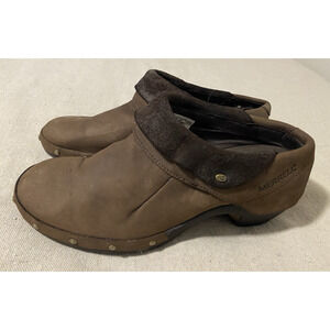Merrell Luxe Wrap Leather Womens Clogs Size 7 In EUC Bitter Chocolate Mules